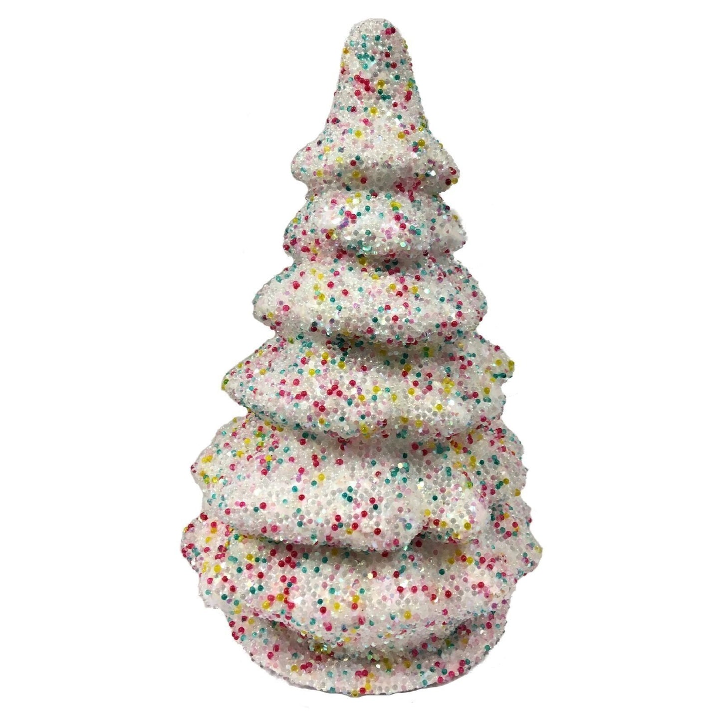 Ino Schaller Medium Sugarbead Christmas Tree German Paper Mache Candy Container 7.25 Inch