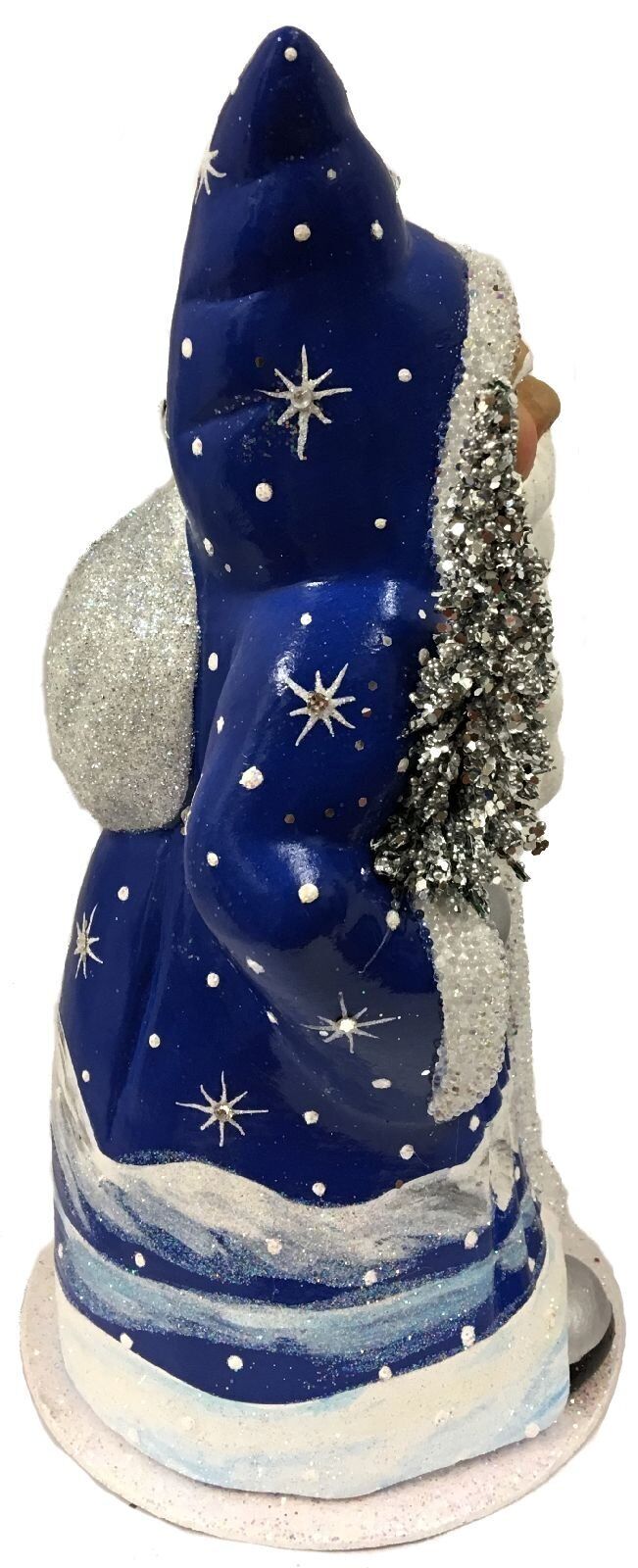 Ino Schaller Blue Santa with Crystal Stars German Paper Mache Candy Container