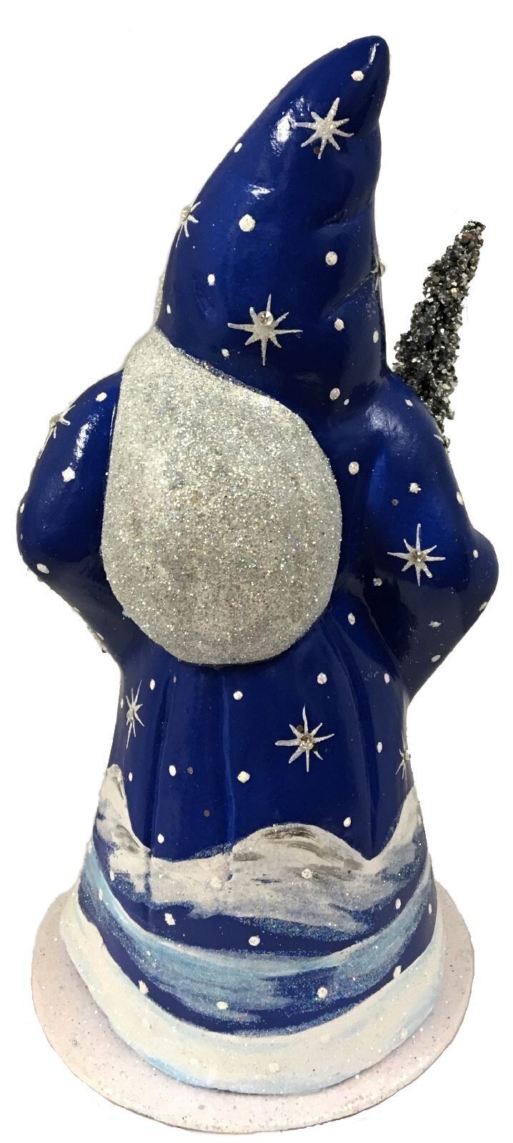 Ino Schaller Blue Santa with Crystal Stars German Paper Mache Candy Container