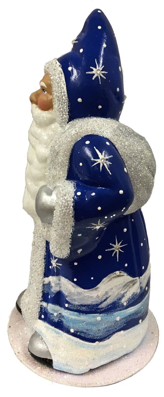 Ino Schaller Blue Santa with Crystal Stars German Paper Mache Candy Container