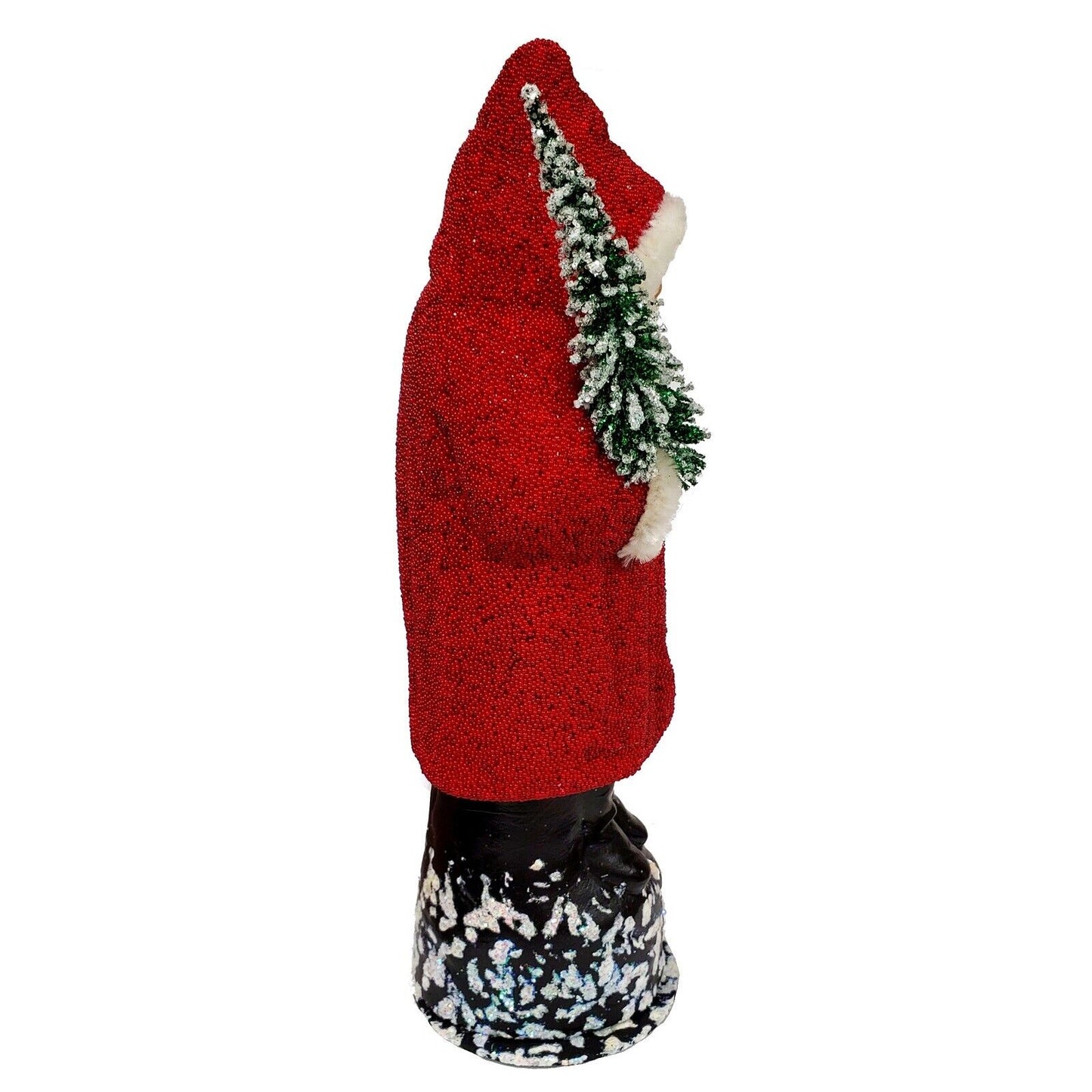 Ino Schaller Red Beaded Santa with Buttons German Paper Mache Candy Container