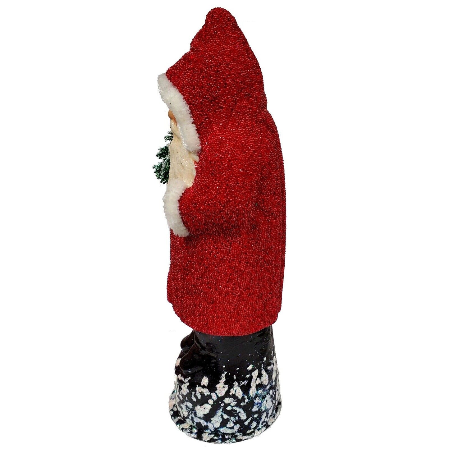 Ino Schaller Red Beaded Santa with Buttons German Paper Mache Candy Container