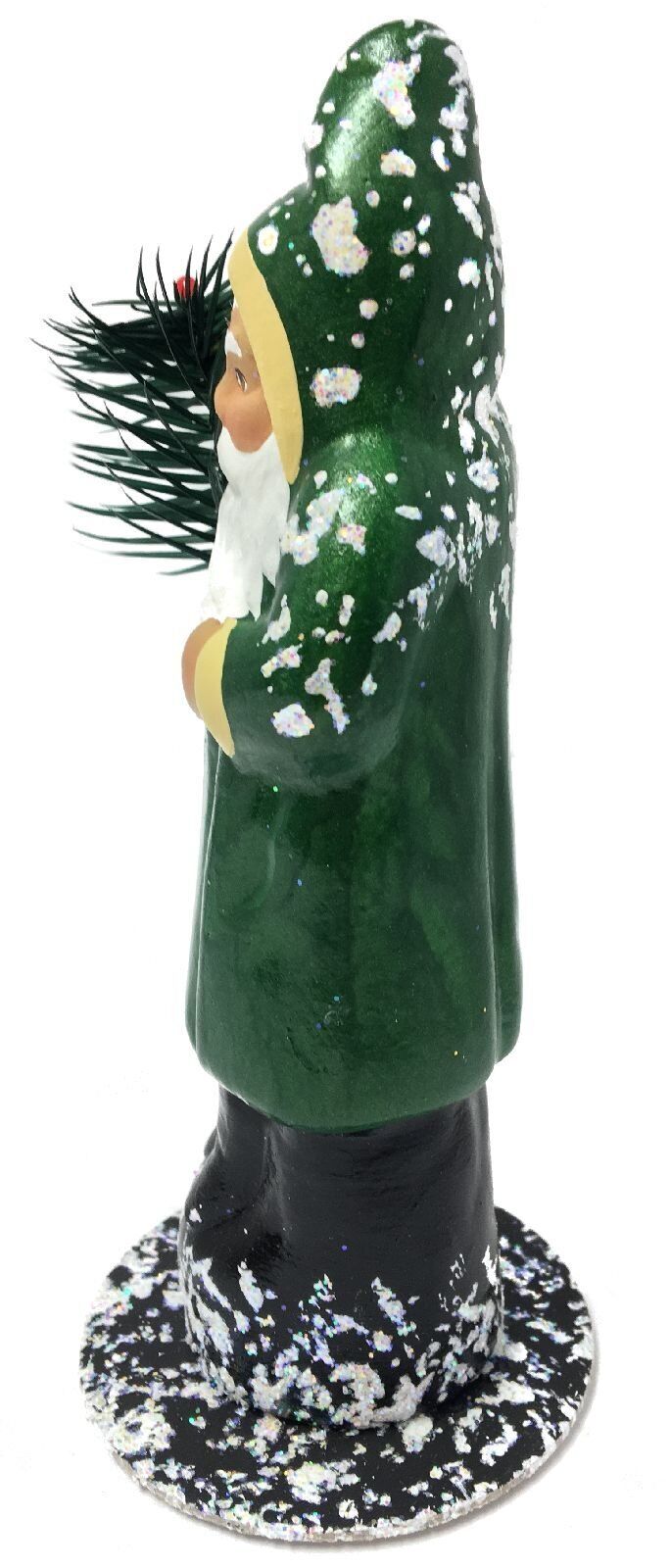 Ino Schaller Traditional Old Green Santa German Paper Mache Candy Container