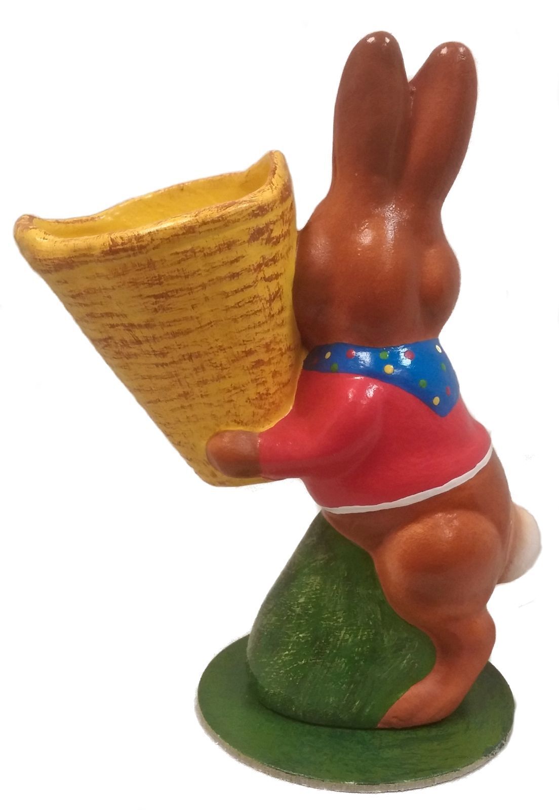 Pinnacle Peak Trading Co German Paper Mache Easter Bunny Rabbit Holding Basket Candy Container Figurine