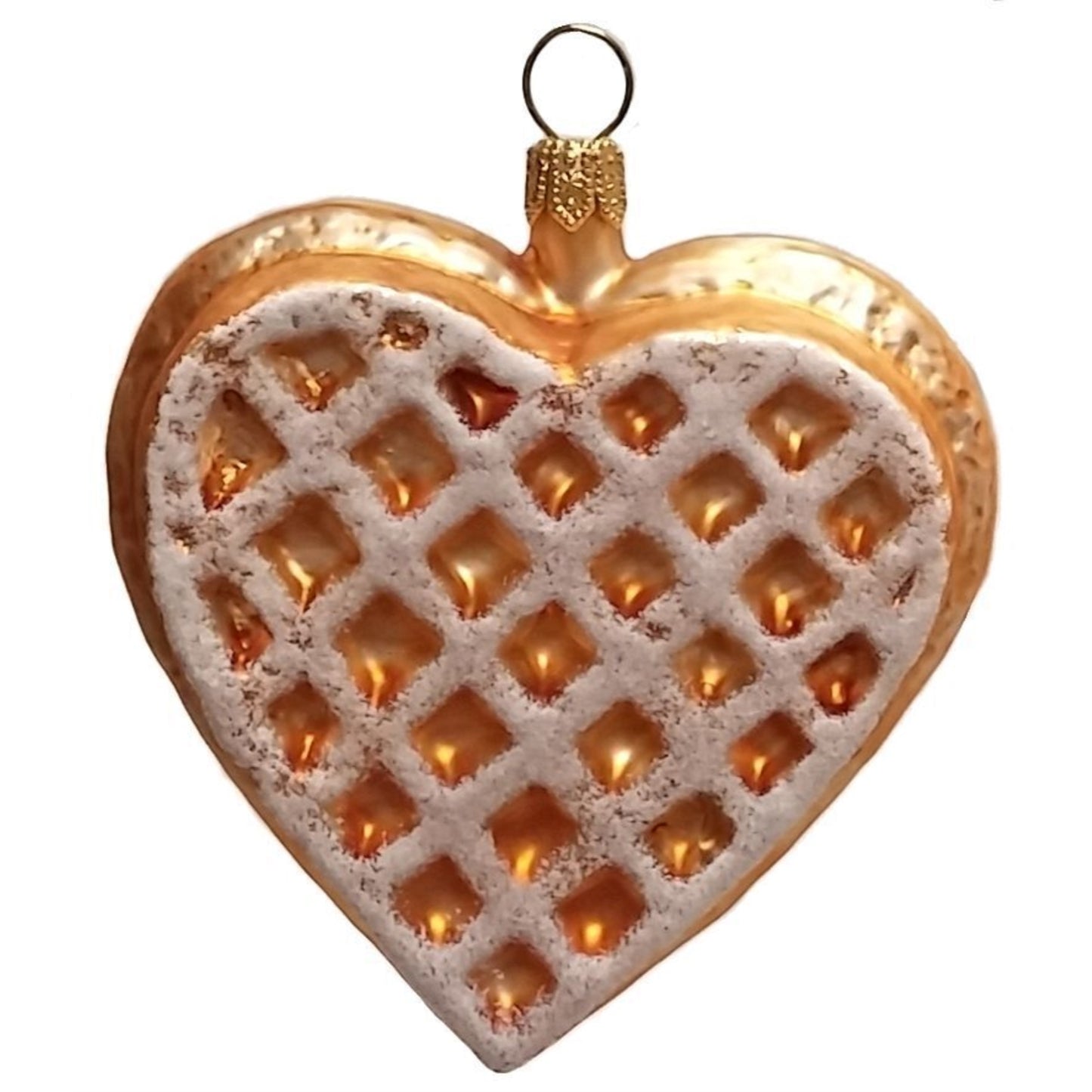Pinnacle Peak Trading Heart Shaped Waffle Polish Glass Christmas Ornament Set of 2 Decorations