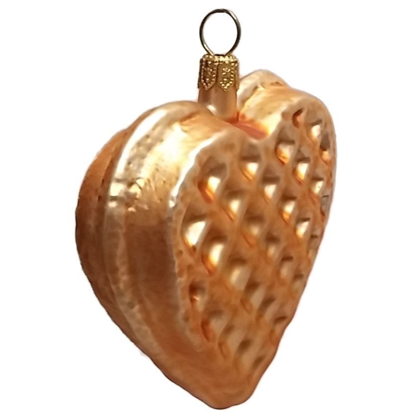 Pinnacle Peak Trading Heart Shaped Waffle Polish Glass Christmas Ornament Set of 2 Decorations