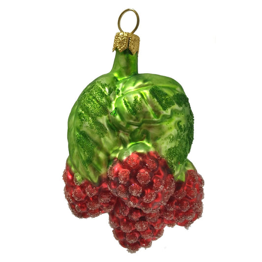 Pinnacle Peak Trading Cluster of Raspberries Polish Glass Christmas Tree Ornament Raspberry Fruit Food
