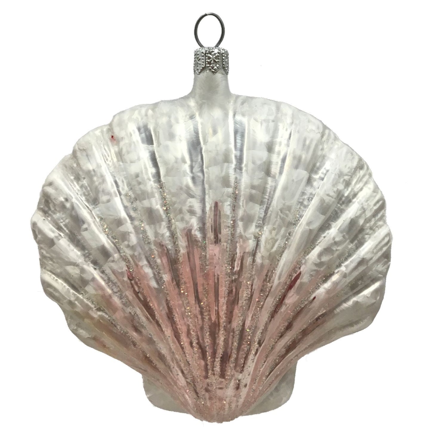 Pinnacle Peak Trading Coral Covered Scallop Seashell Polish Glass Christmas Ornament Beach Shell