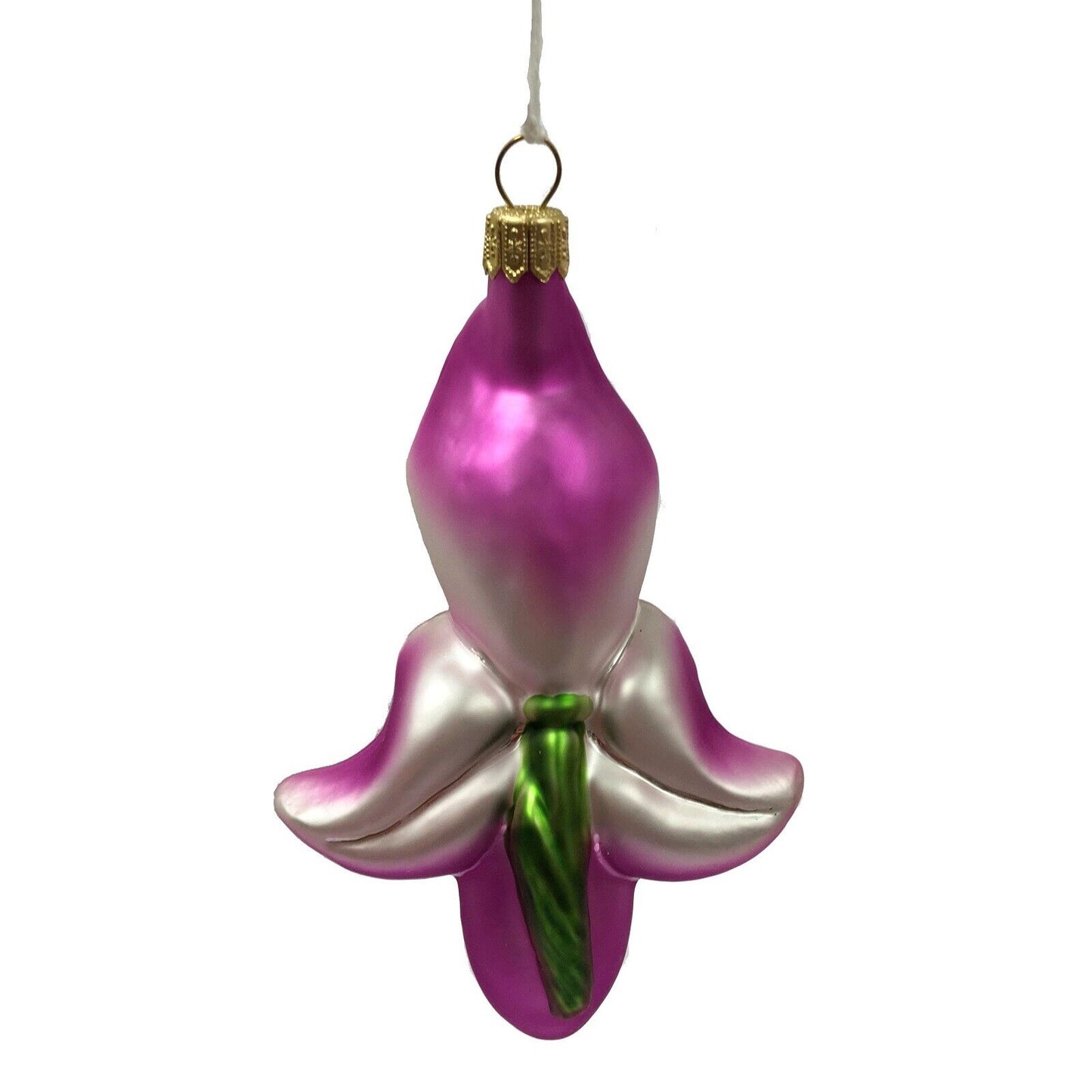 Lady's Slipper Orchid Flower Polish Glass Christmas Tree Ornament Decoration