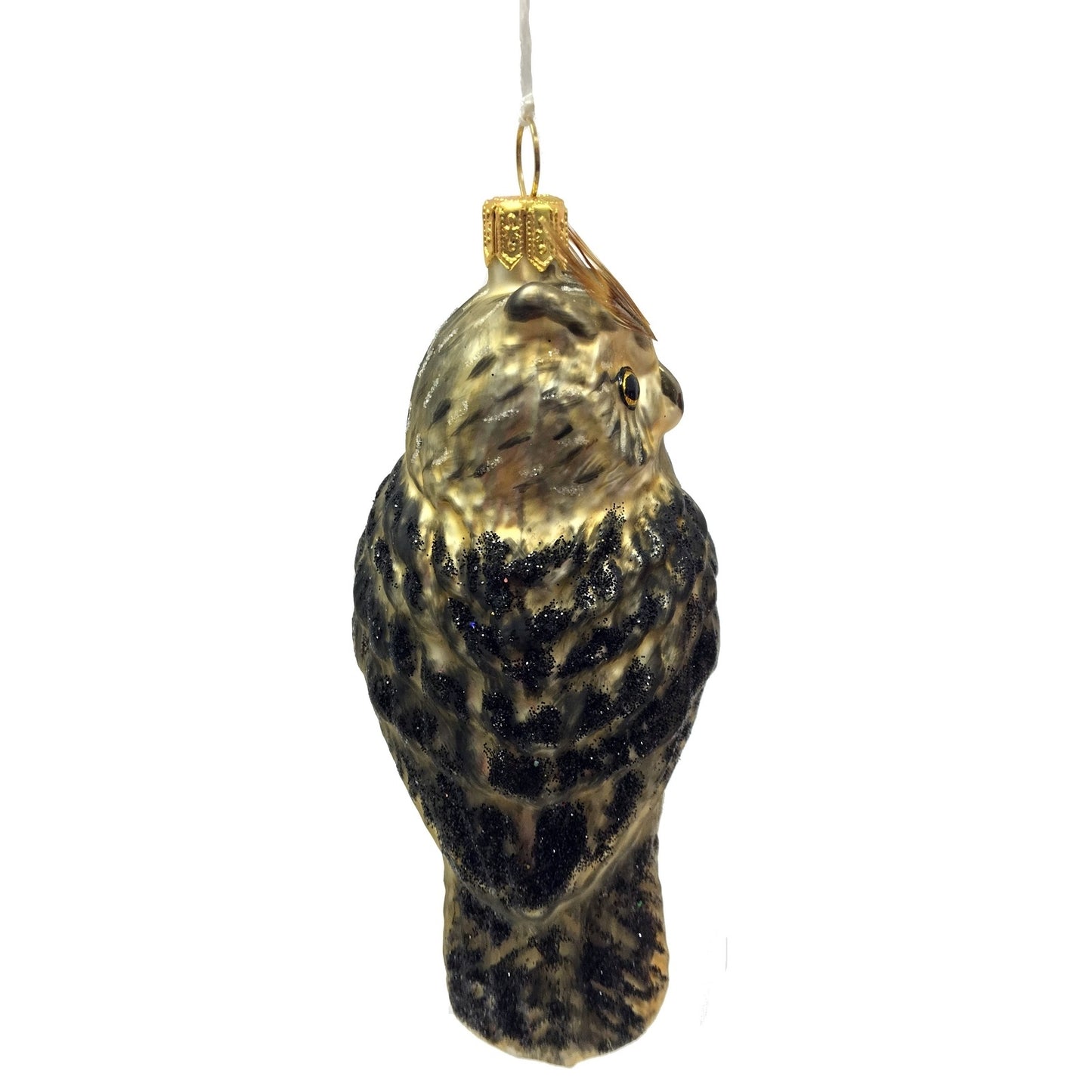 Brown and Black Owl Polish Glass Christmas Ornament Wildlife Animal Decoration