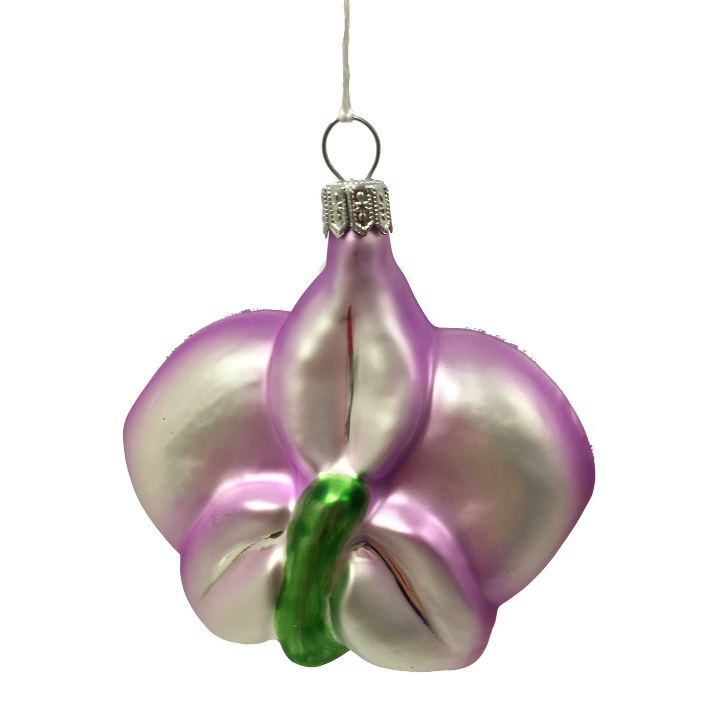 Phalenopsis Moth Orchid Flower Polish Glass Christmas Tree Ornament Decoration