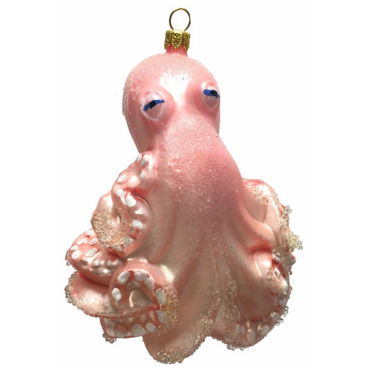 Pink Jeweled Octopus Polish Glass Christmas Ornament Made in Poland