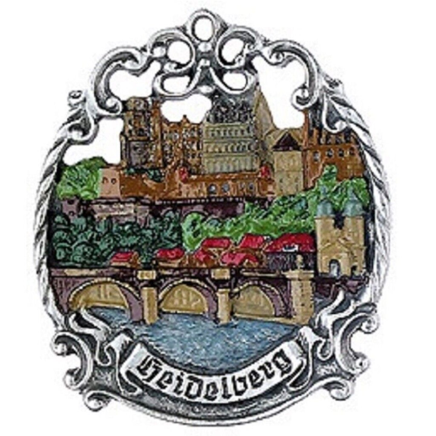 Heidelberg Germany City Skyline German Pewter Christmas Ornament Decoration