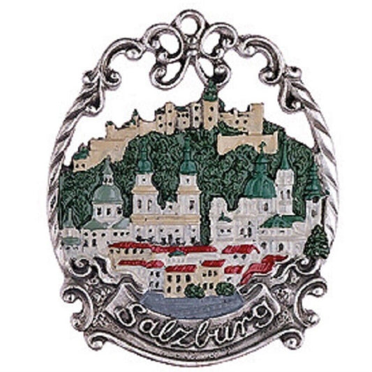 Pinnacle Peak Trading Co Salzburg Austria Skyline German Pewter Christmas Ornament