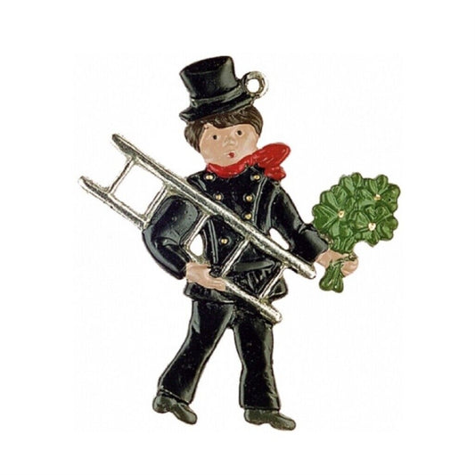 Lucky Chimney Sweep German Pewter Christmas Ornament Decoration Made in Germany