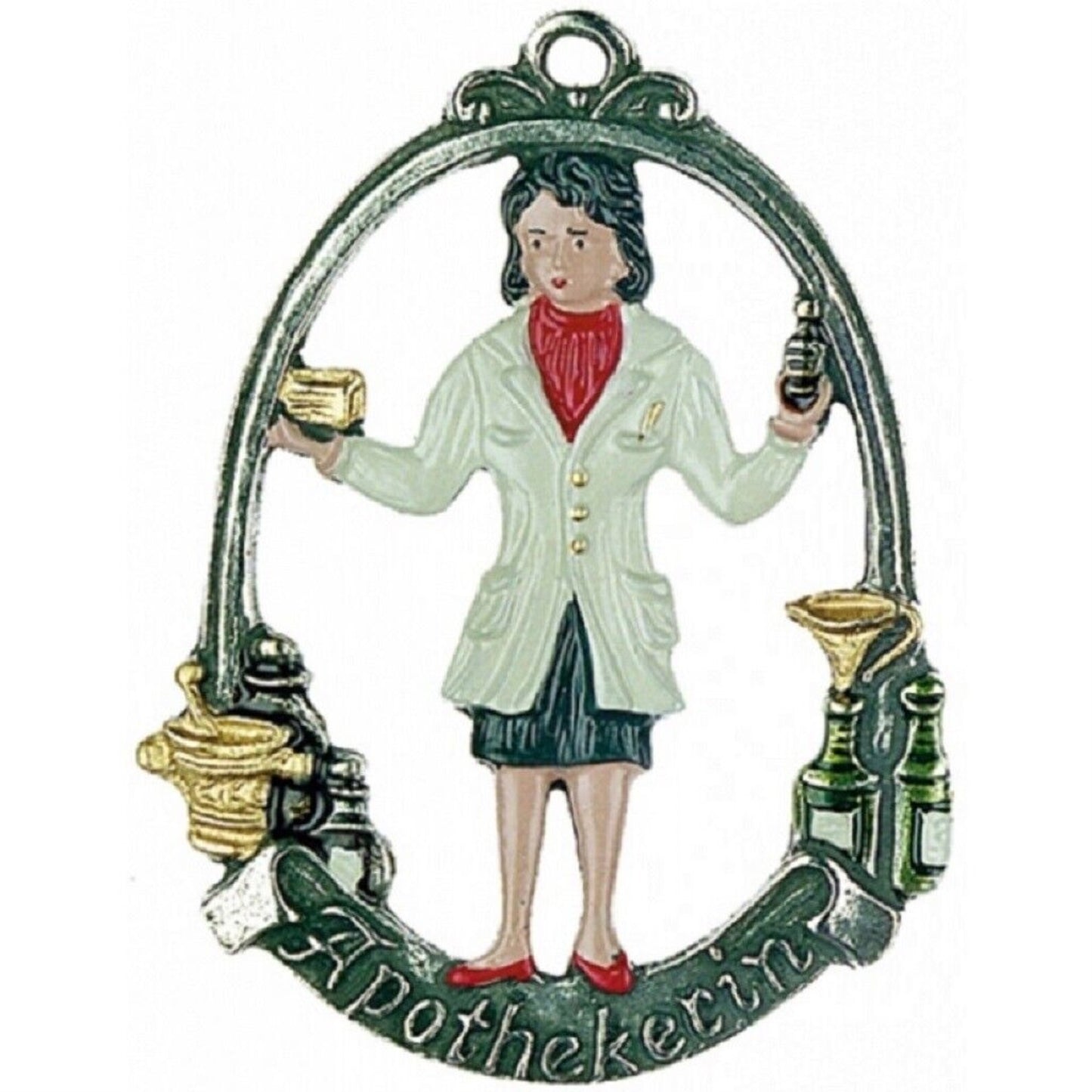 Pharmacist Female German Pewter Christmas Ornament Apothekerin Decoration