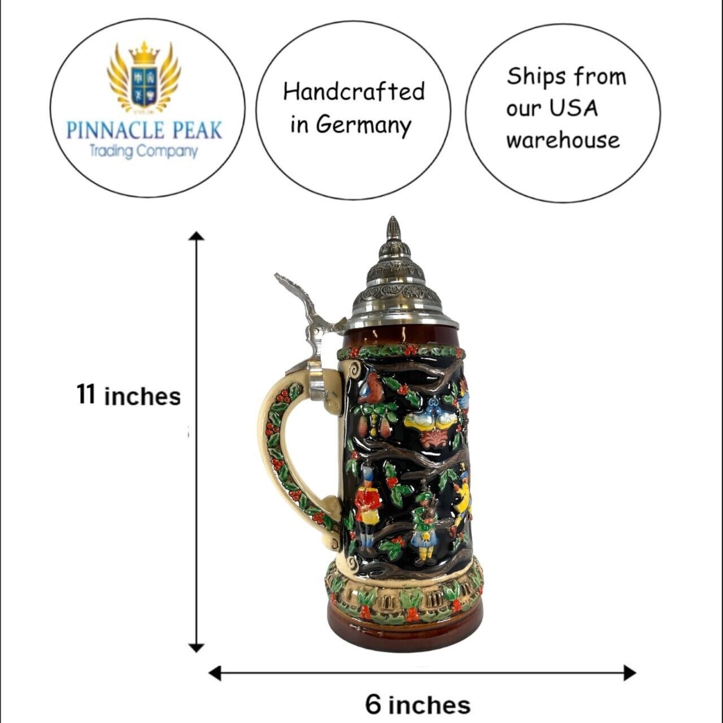 12 Days of Christmas LE German Beer Stein .75L Mug Handcrafted in Germany