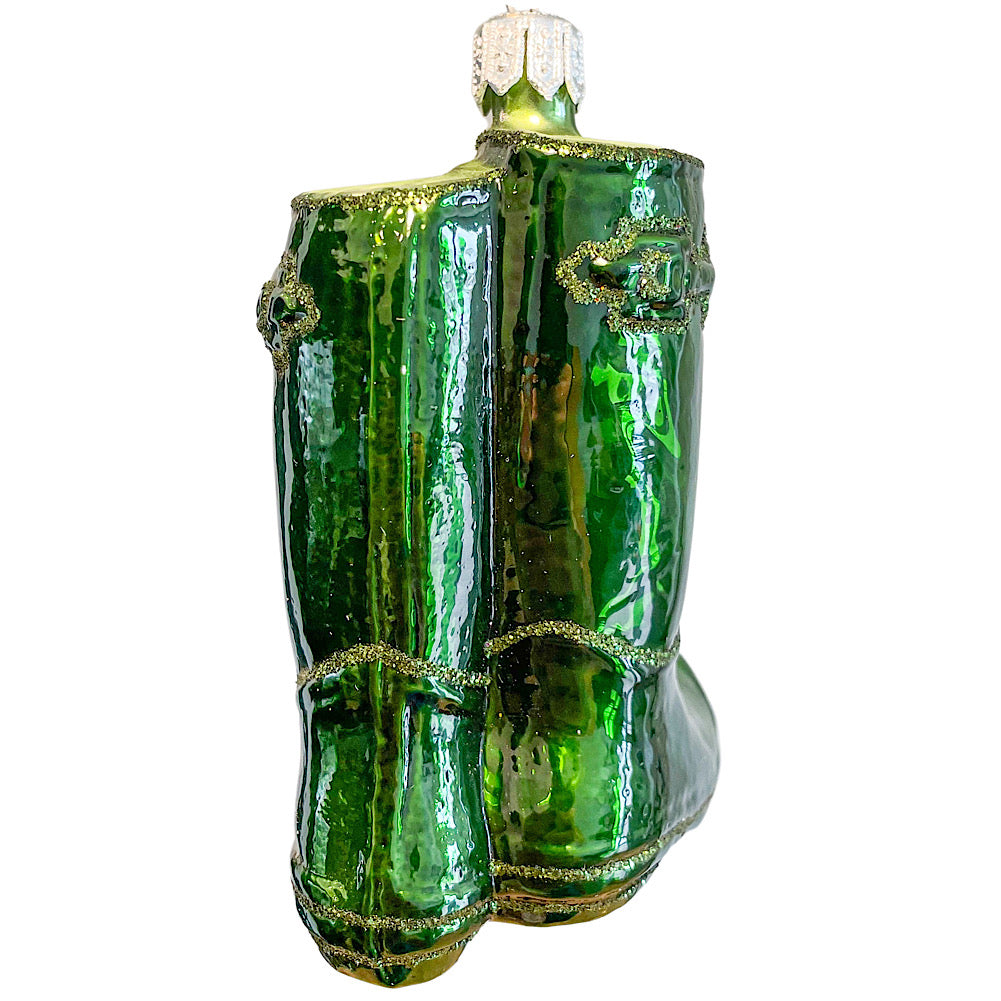 Pinnacle Peak Trading Green Garden Rain Boots Polish Glass Christmas Ornament