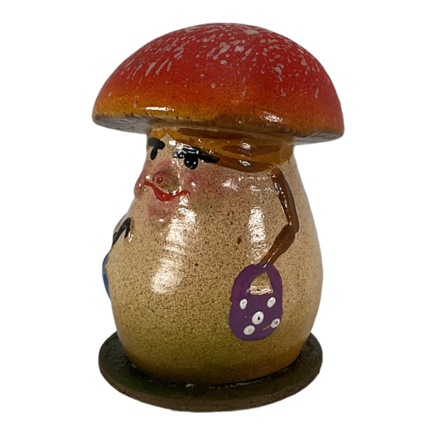 Red Lady Mushroom with Umbrella Vintage Look German Paper Mache 2.75 Inch