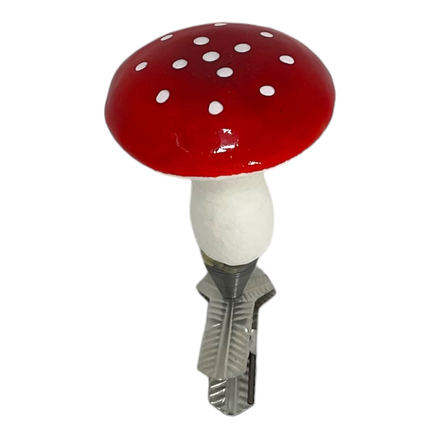 Red Toadstool Mushrooms German Paper Mache Christmas Tree Ornaments Set of 4