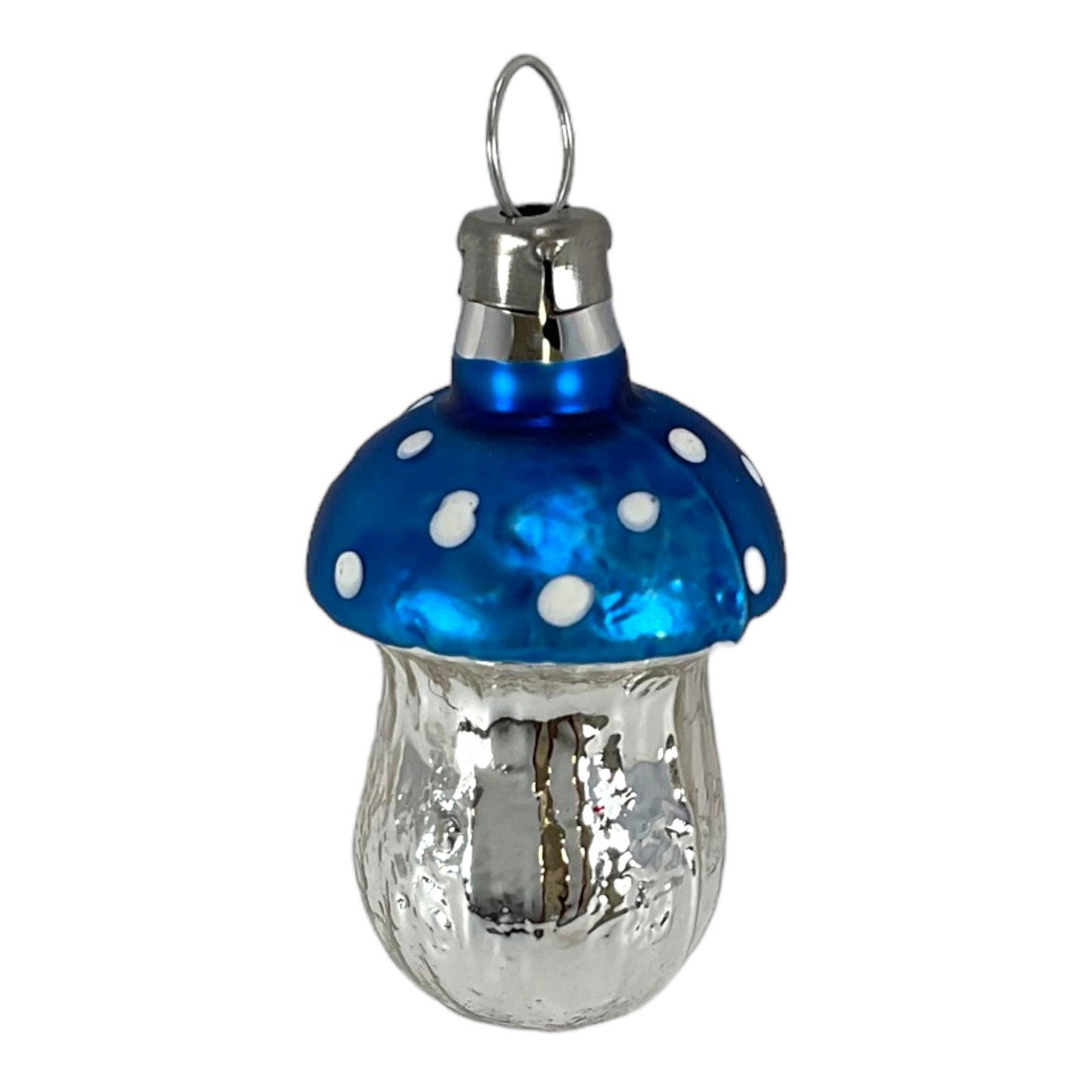 Mini Multicolor Mushroom Vintage Look German Glass Christmas Ornaments Set of 6