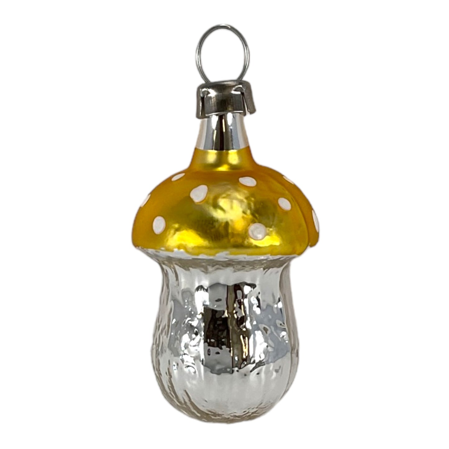 Mini Multicolor Mushroom Vintage Look German Glass Christmas Ornaments Set of 6