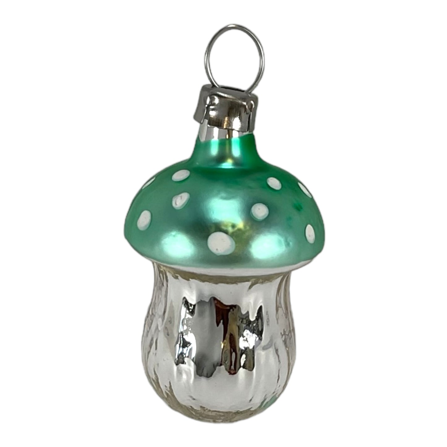 Mini Multicolor Mushroom Vintage Look German Glass Christmas Ornaments Set of 6