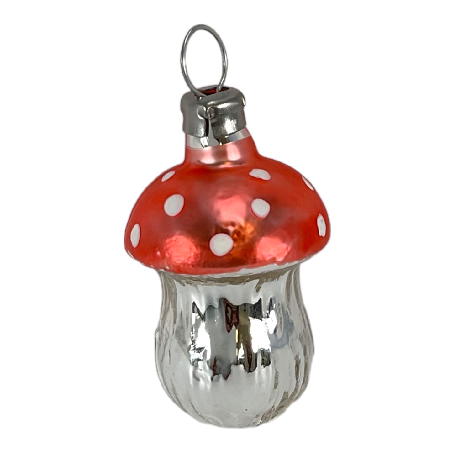 Mini Multicolor Mushroom Vintage Look German Glass Christmas Ornaments Set of 6