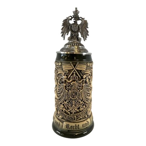 Rustic Deutschland Germany with Pewter Eagle Lid LE German Beer Stein .5 L