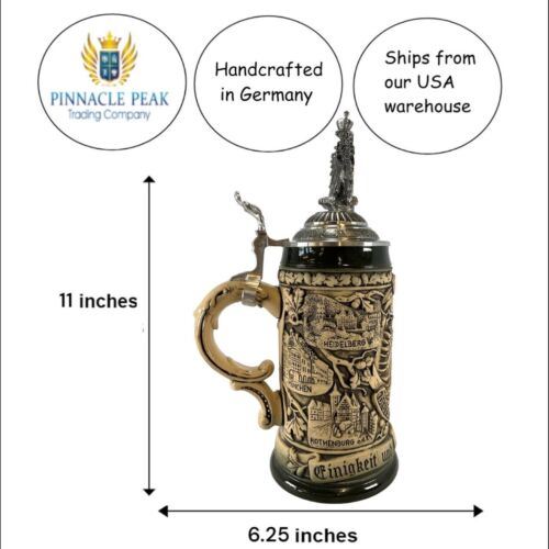 Rustic Deutschland Germany with Pewter Eagle Lid LE German Beer Stein .5 L