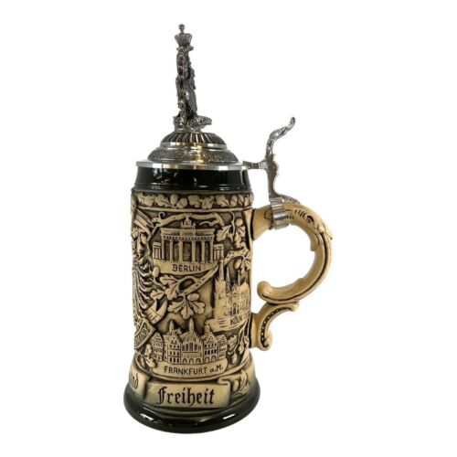 Rustic Deutschland Germany with Pewter Eagle Lid LE German Beer Stein .5 L