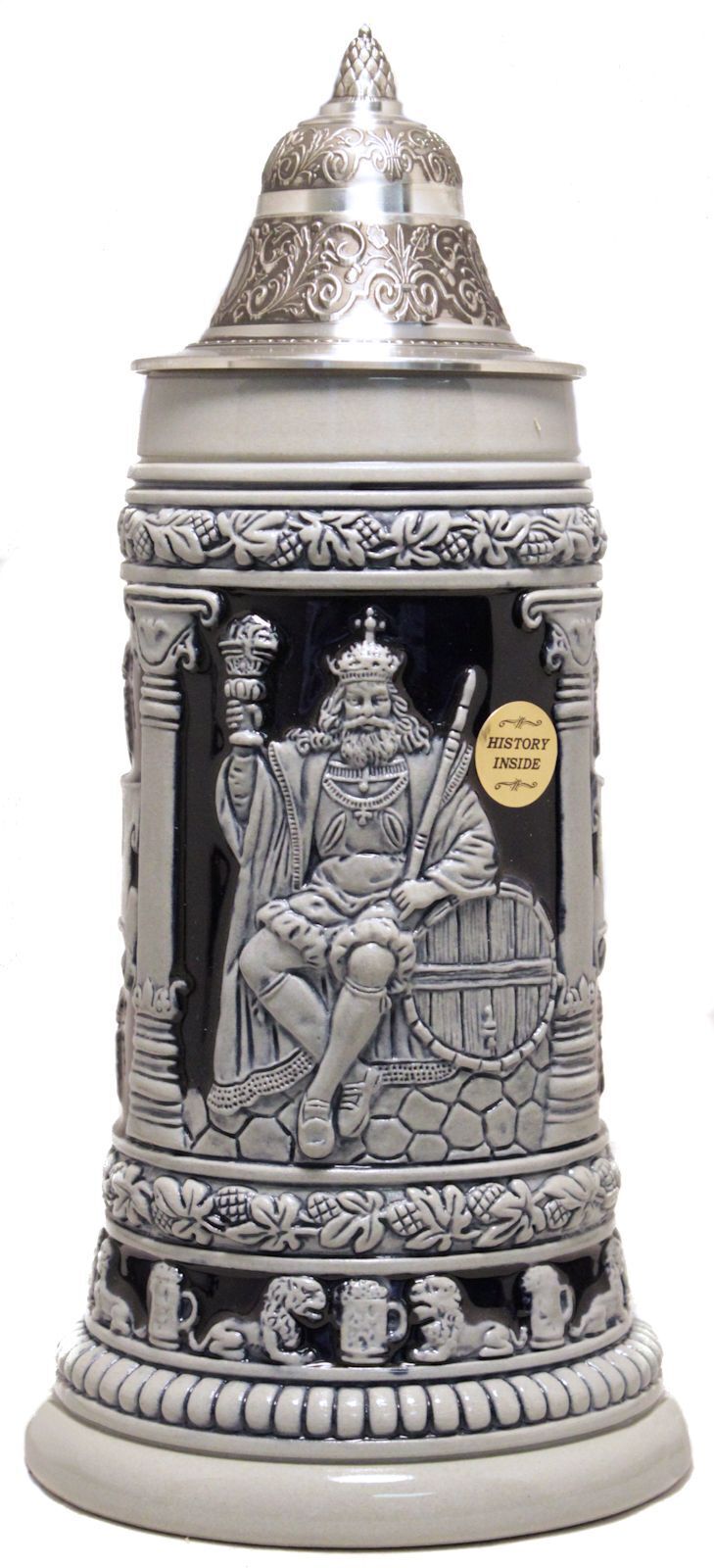 Gambrinus King of Beers LE Blue Relief German Beer Stein .75L Made in Germany