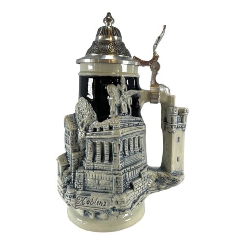 Rhine River Towns LE 3D Blue Relief German Beer Stein .3 L Rhein Germany