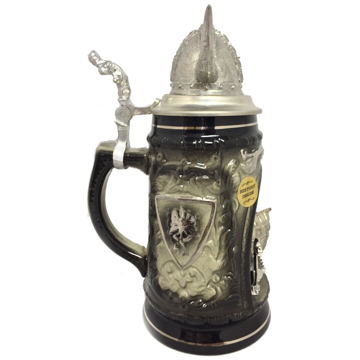 Pinnacle Peak Trading Viking Ship in Grotto with Pewter Viking Helmet Lid LE German Beer Stein .5 L by King Werk