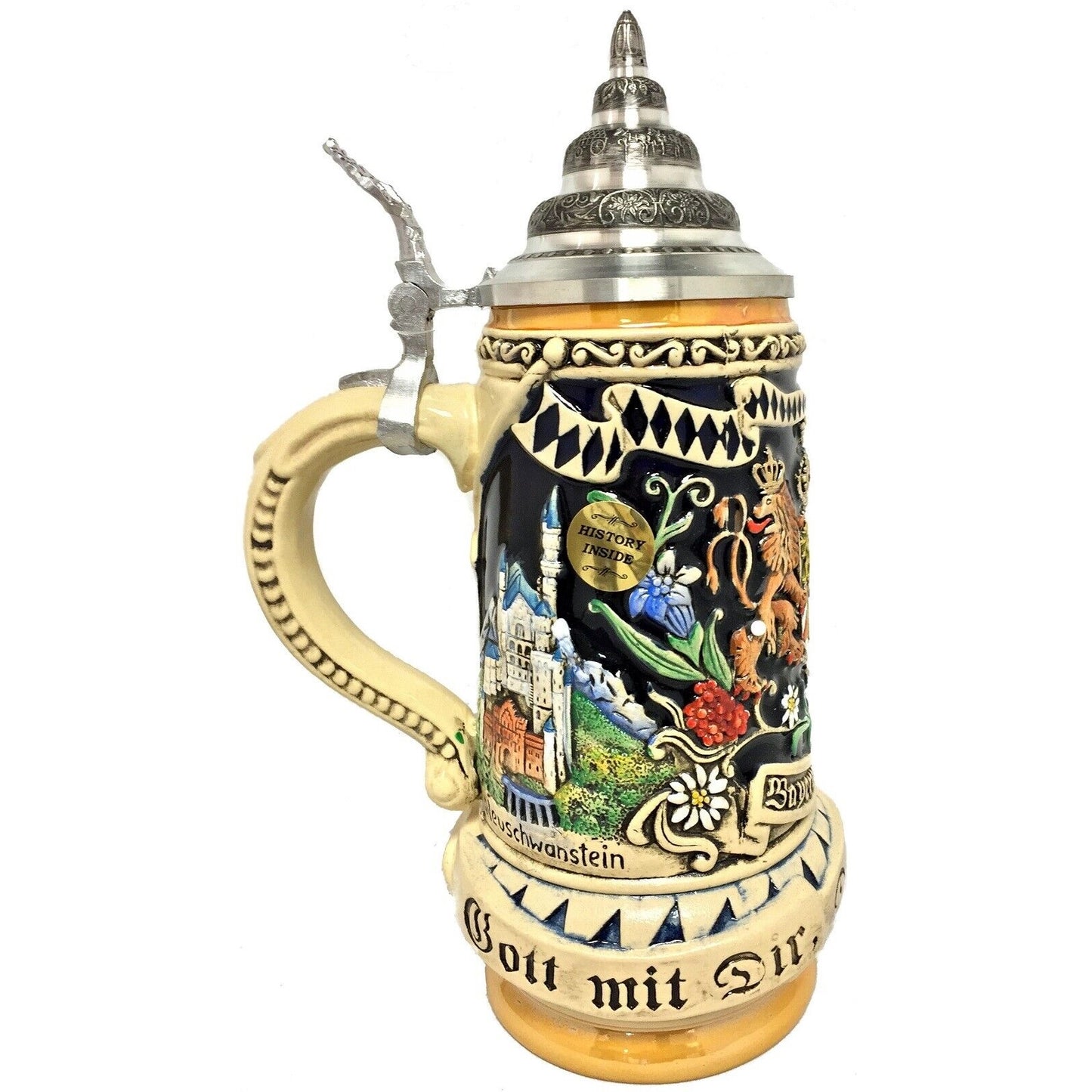 Pinnacle Peak Trading Bayern Bavaria Coat of Arms Relief LE German Beer Stein .5 L Made in Germany by King Werks