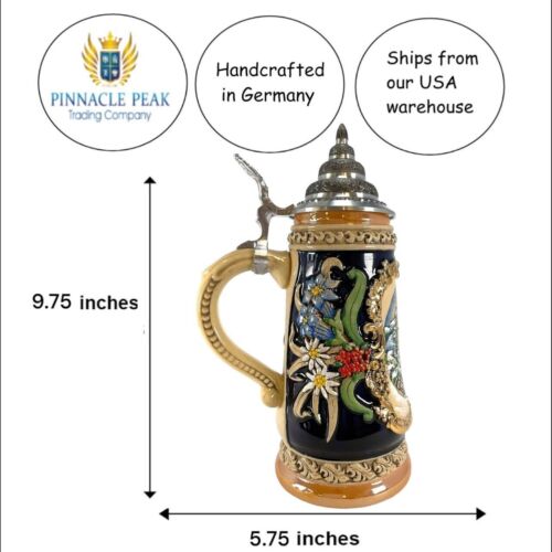 Pinnacle Peak Trading Merry Christmas Neuschwanstein Castle in Winter LE German Beer Stein .5 liter