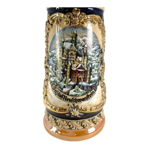 Pinnacle Peak Trading Merry Christmas Neuschwanstein Castle in Winter LE German Beer Stein .5 liter