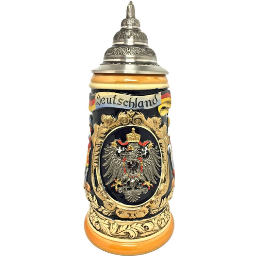 Pinnacle Peak Trading Deutschland Germany with Pewter Eagle and Cities LE Relief German Beer Stein 1 L by King Werk