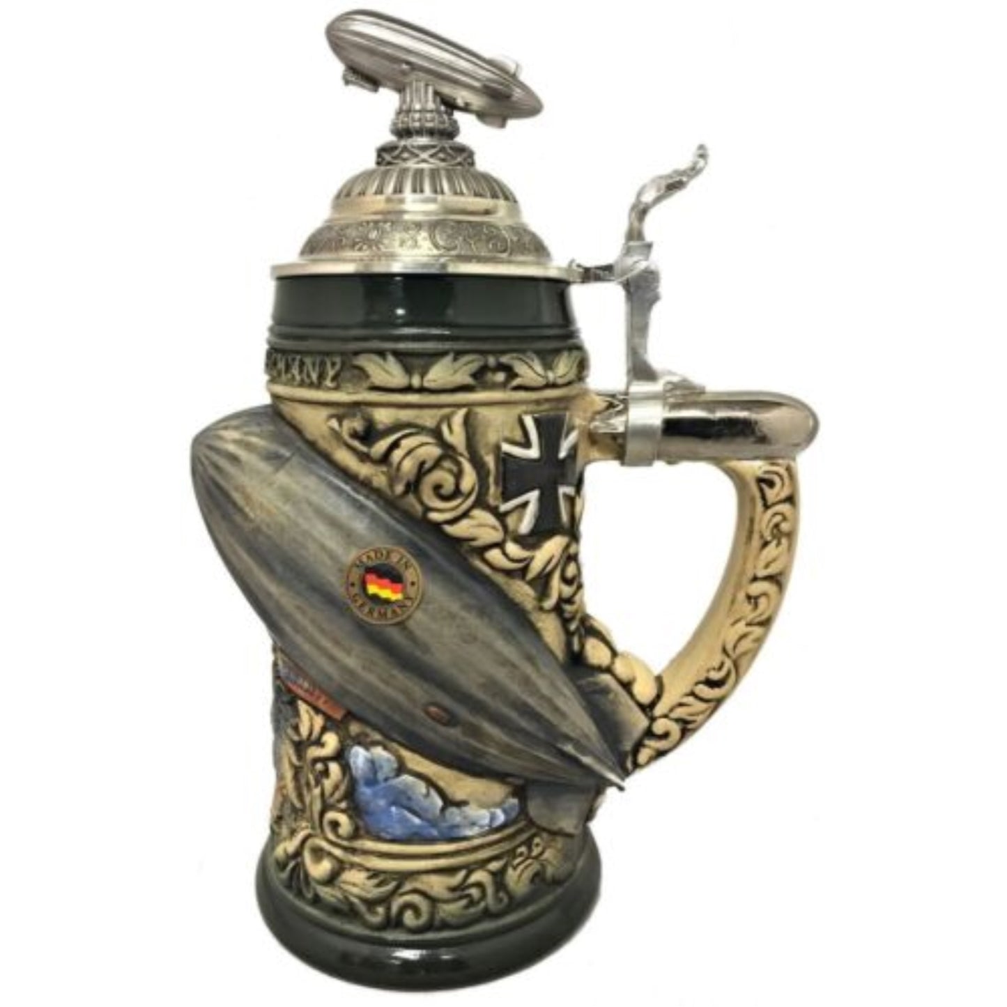 Pinnacle Peak Trading Rustic Zeppelin Blimp Airship with 3D Pewter Lid LE German Beer Stein .75 L by King Werk