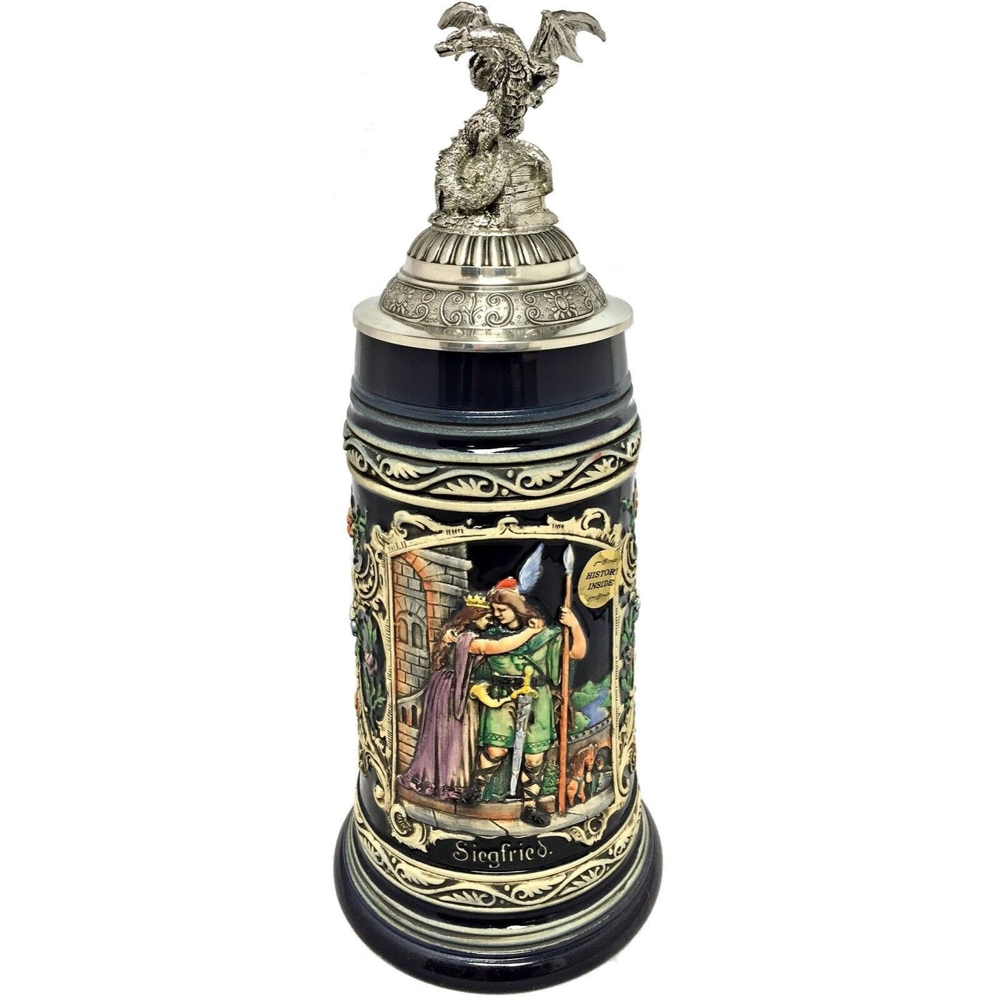 Pinnacle Peak Trading Siegfrieds Departure with 3D Dragon Pewter Lid LE German Beer Stein .75 L by King Werks