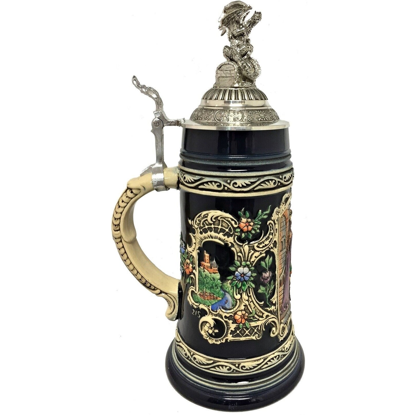 Pinnacle Peak Trading Siegfrieds Departure with 3D Dragon Pewter Lid LE German Beer Stein .75 L by King Werks