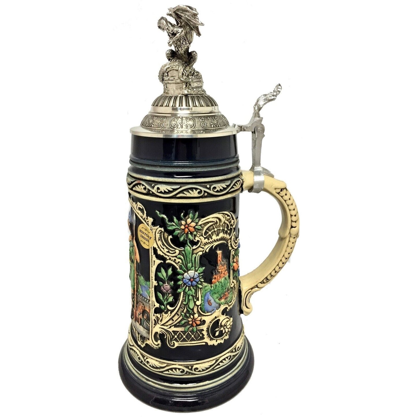 Pinnacle Peak Trading Siegfrieds Departure with 3D Dragon Pewter Lid LE German Beer Stein .75 L by King Werks