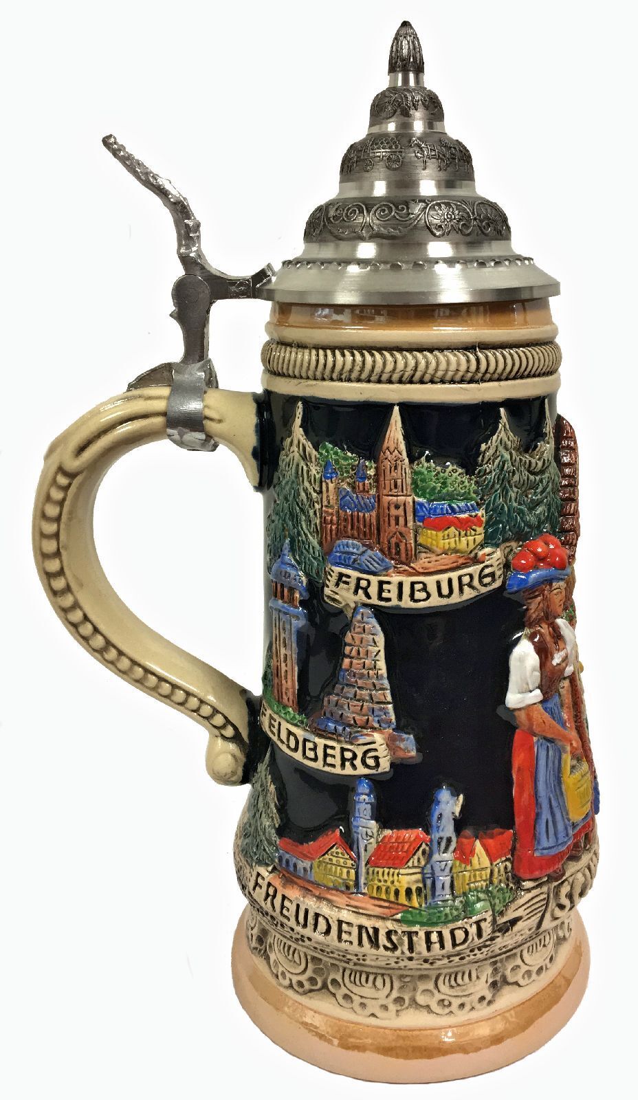 Black Forest Cuckoo Clock Schwarzwald Relief LE German Stoneware Beer Stein .5 L