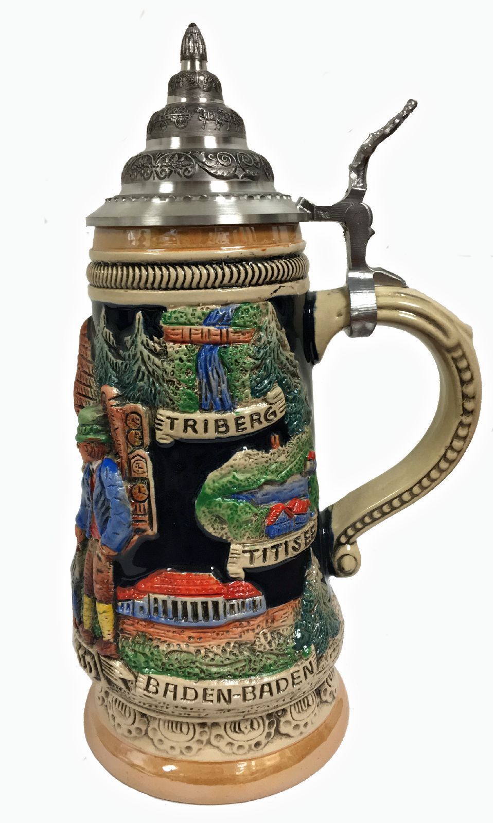 Black Forest Cuckoo Clock Schwarzwald Relief LE German Stoneware Beer Stein .5 L