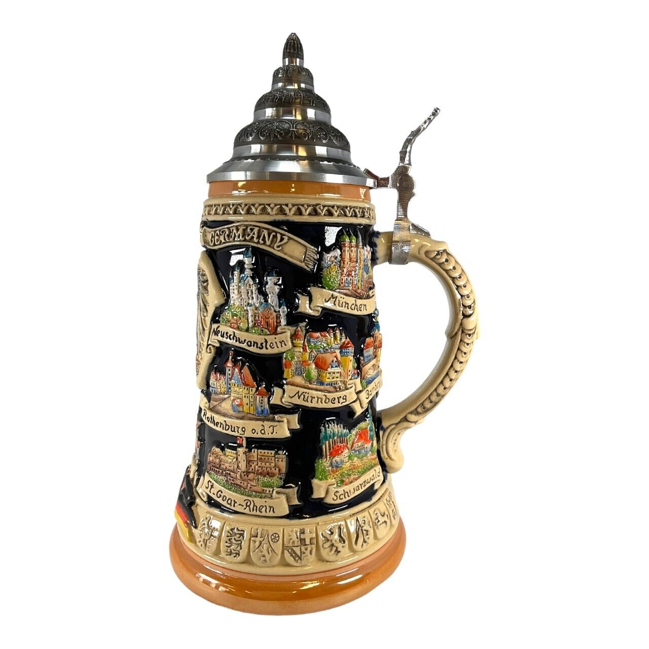 Deutschland Germany Eagle City Panorama LE German Stoneware Beer Stein .75 L