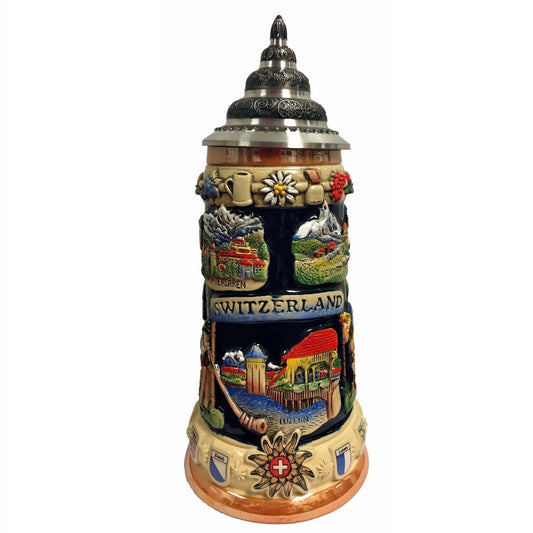 Pinnacle Peak Trading Switzerland Swiss Alpine Blower Panorama LE German Stoneware Beer Stein .4 L