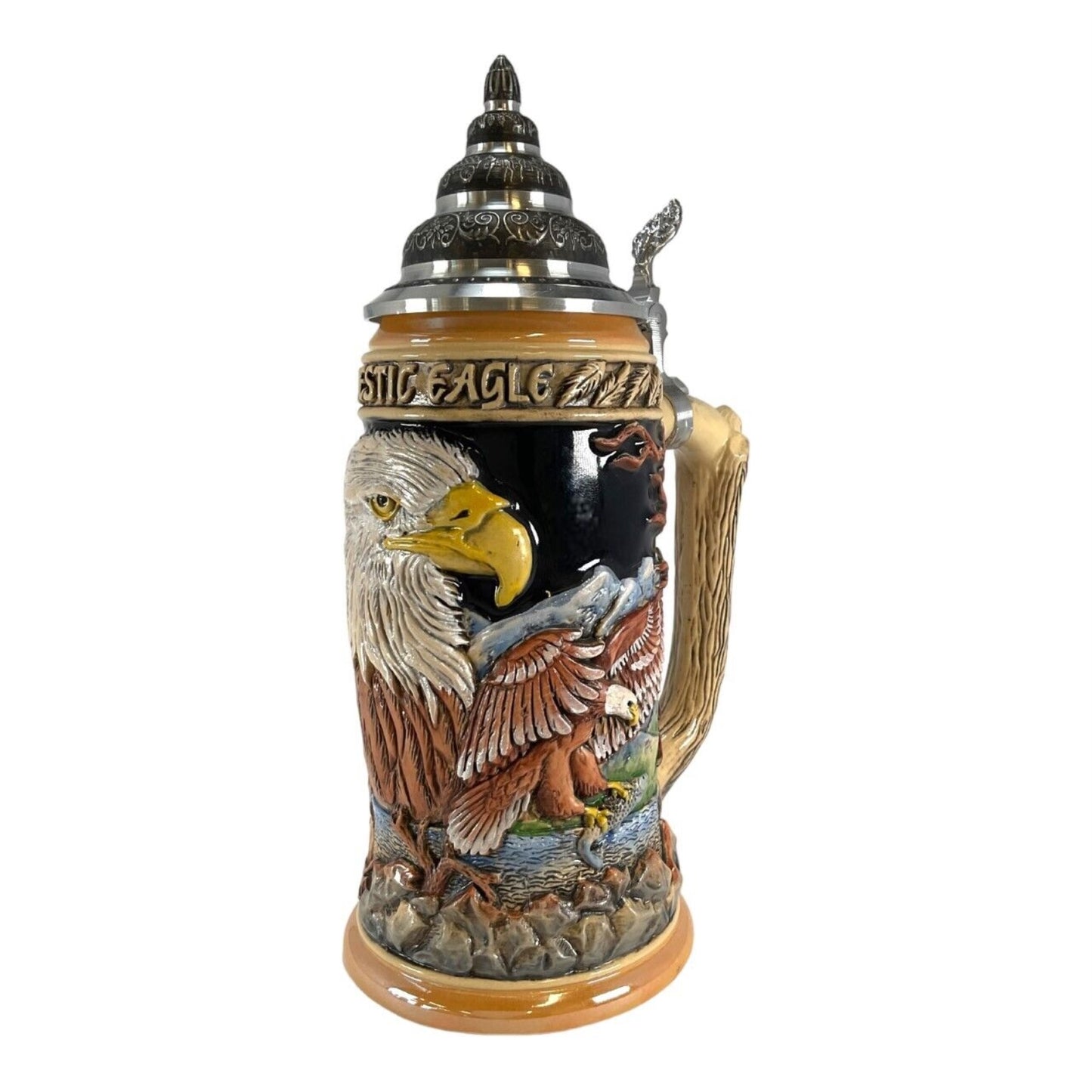 Pinnacle Peak Trading Majestic Bald Eagles LE German Stoneware Beer Stein .75 L Made in Germany by King Werk