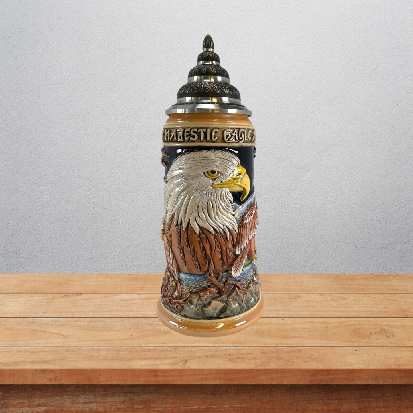 Pinnacle Peak Trading Majestic Bald Eagles LE German Stoneware Beer Stein .75 L Made in Germany by King Werk