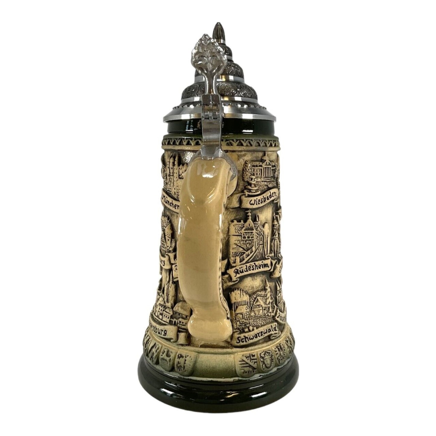 Pinnacle Peak Trading Rustic German Cities with Pewter Eagle Decal LE Stoneware Beer Stein .4 L by King Werk