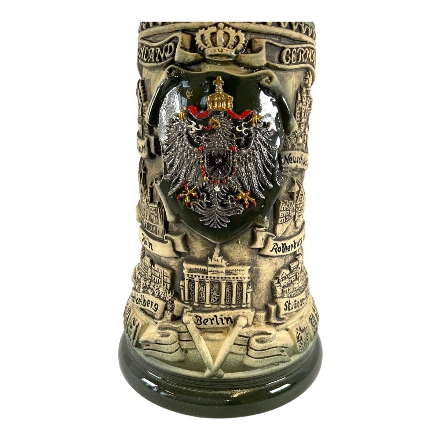 Pinnacle Peak Trading Rustic German Cities with Pewter Eagle Decal LE Stoneware Beer Stein .4 L by King Werk